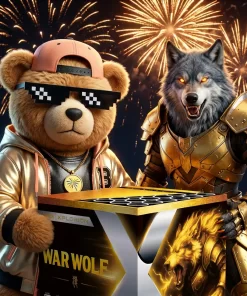 Meškinas Bumbas ir War Wolf vilkas rekomenduoja galingą fejerverkų bateriją, Vėduoklinis fejerverkas War Wolf HQS36 – profesionalus lygio šou Kaune ir internetu Bumba.lt 🧸🐺