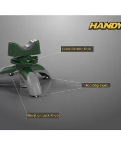 Caldwell Handy Rest NXT reguliavimo mechanizmai: neslystančios kojelės ir aukščio fiksatorius.