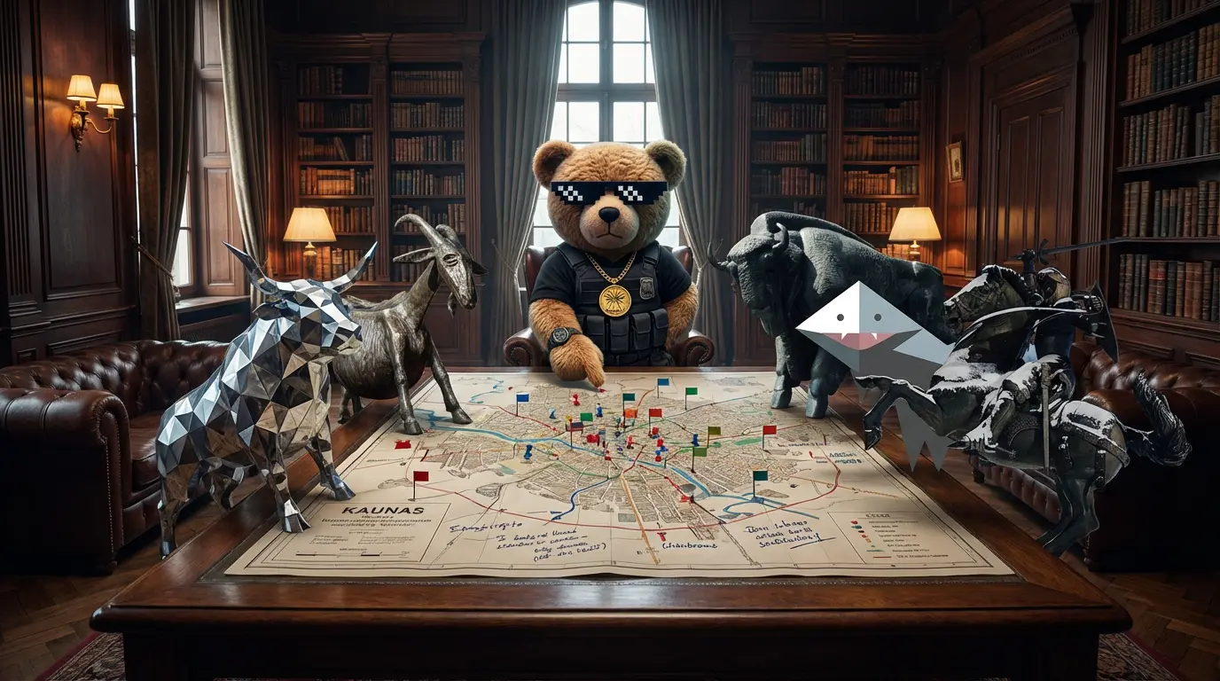 Galingi fejerverkai Kaune, meškinas Bumbas ir strateginis štabas Pienių g 18 planuoja saugias Naujųjų metų šventes prie miesto žemėlapio