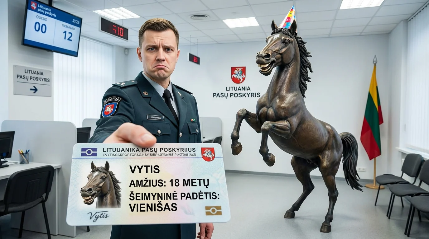 Žirgas Vytis gauna asmens dokumentą pasų poskyryje, galingi fejerverkai Kaune ir pirotechnika internetu bumba.lt istorijoje