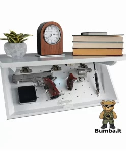 Slapta balta lentyna-slėptuvė ginklams Lockdown® In Plain Sight Shelf su LED apšvietimu – bumba.lt Kaune ir internetu
