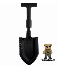 Sulankstomas taktinis kastuvas Schrade Pay Dirt Shovel su dėklu išskleistas iš priekio – bumba.lt Kaune ir internetu