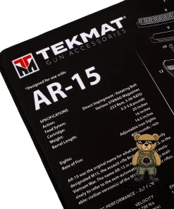 Detali AR-15 ginklo specifikacijų ir balistinių duomenų schema ant TekMat Ultra Premium valymo kilimėlio viršutinio kampo – bumba.lt Kaune ir internetu