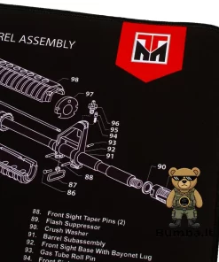 Detali AR-15 karabino vamzdžio mazgo (Barrel Assembly) dalių schema ir eksplikacija ant TekMat Ultra valymo kilimėlio – bumba.lt Kaune ir internetu