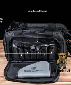 Atidarytos Smith & Wesson M&P Recruit išorinės kišenės su matomais dėtuvių lizdais ir pagrindine erdve – bumba.lt Kaune ir internetu