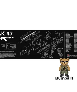 Profesionalus ginklų priežiūros ir valymo kilimėlis TekMat AK-47 su pilna automato dalių eksplikacija ir ardymo schema – bumba.lt Kaune ir internetu