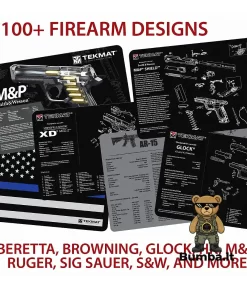 Platus TekMat ginklų valymo kilimėlių asortimentas su schemomis Glock, AR-15, Beretta bei Sig Sauer ginklams – bumba.lt Kaune ir internetu